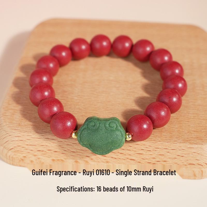 Saffron Ruyi Scented Bead Bracelet – Traditional Chinese Medicine Aroma with Temple Scenic Design