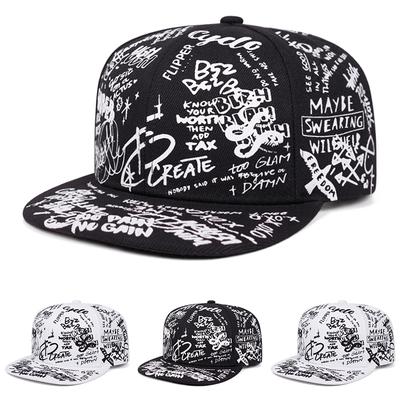 2026 New Fashionable Creative Baseball Hat Graffiti Letter Printed Hip Hop Hat Outdoor Leisure Sunshade Hat Unisex Flat Edge Hat