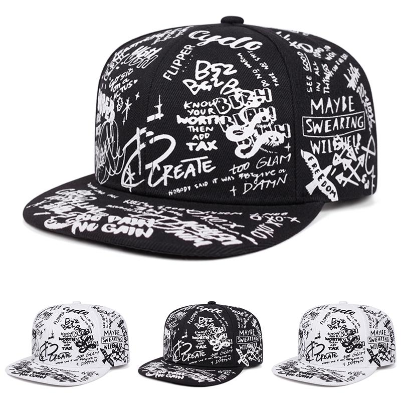 2026 New Fashionable Creative Baseball Hat Graffiti Letter Printed Hip Hop Hat Outdoor Leisure Sunshade Hat Unisex Flat Edge Hat