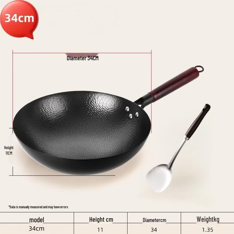 Forged Hammered Uncoated Iron Wok