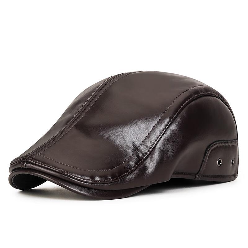 Men s ZHENYUEQI Autumn/Winter Fleece-Lined PU Flat Cap Adjustable