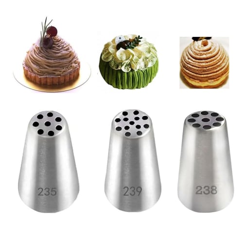 Extrusion Nozzle, Extrusion Nozzle Pipe Tip, Mont Blanc Extruder, 3-Piece Set, 8-Hole, 9-Hole, 13-Hole, Baking Extruder, Stainless Steel Lace Cake Dec