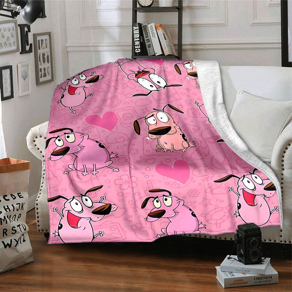 Pink Dogs Heart Flannel Blanket Super Soft Warm Cozy Blanket For Sofa Bed Office Travel Allseason Home Decor Gift