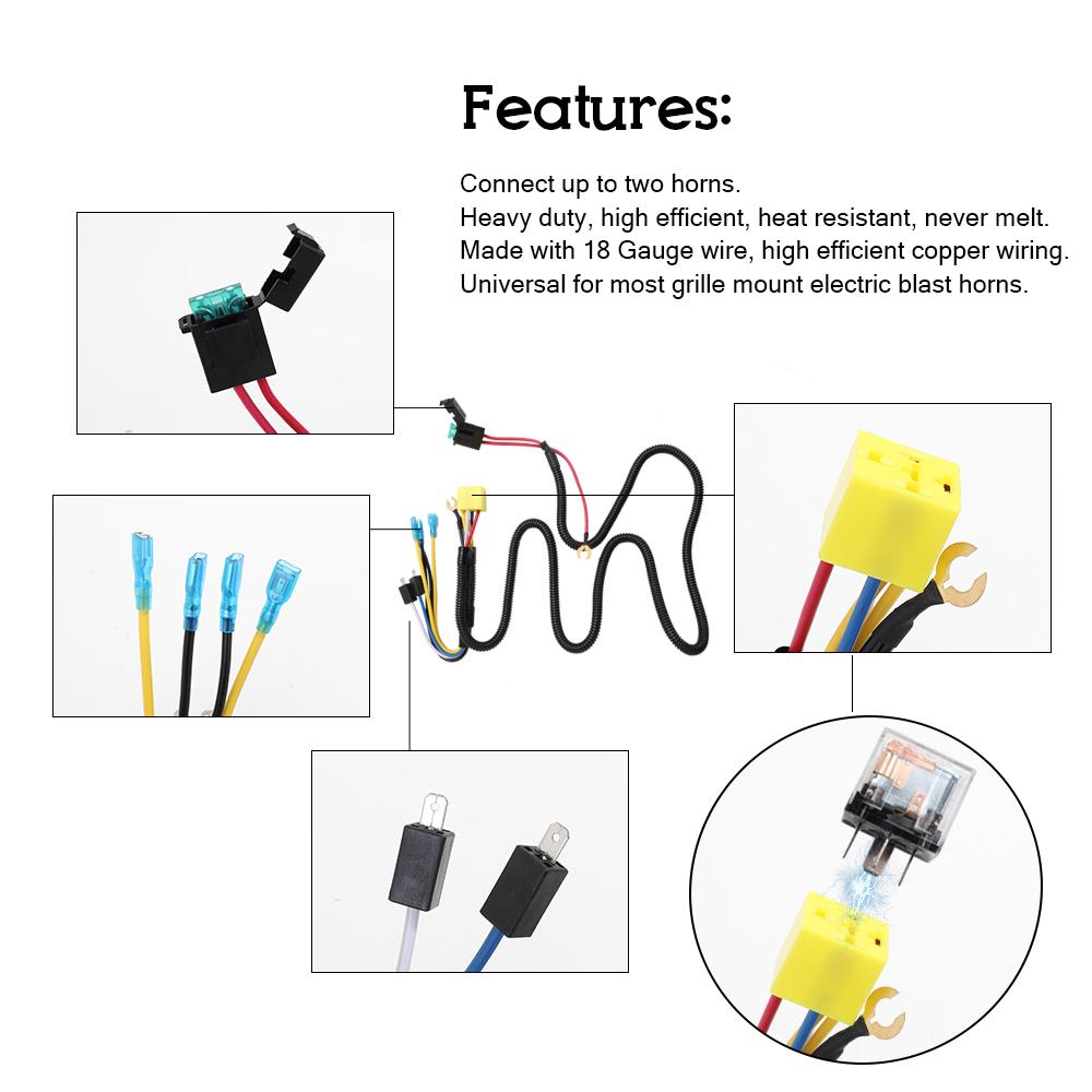Universal 12V/24V Horn Cable Relay For Grille Mount Blast Tone Horns Motorcycle Horn Wire Wiring