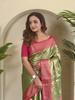 Women's Pure Tissue Silk Saree with Zari Weaving & Meena Work | Elegant Jaal Design | Contrast Running Blouse | Indian Wedding & Party Wear Saree