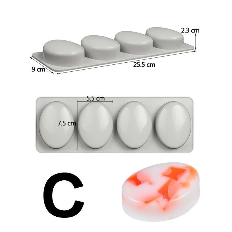 1 Pezzo Stampo in Silicone per Sapone Per Sapone Artigianale Forme Stampi 3D Ovale Rotondo Quadrato Stampini per Sapone