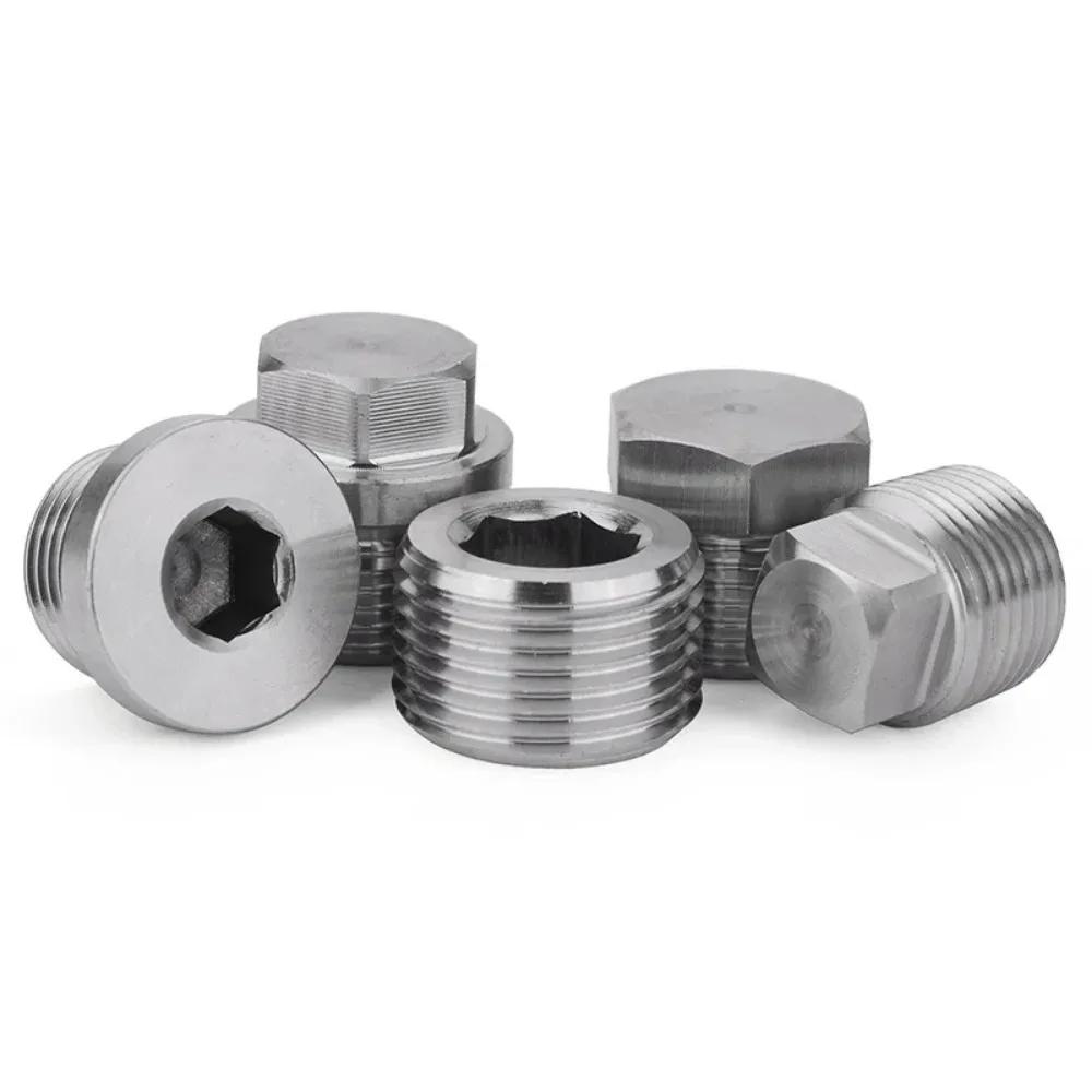 High Pressure 1/8" - 1.5" BSP NPT Male Countersunk Flange Hex Square End Plug Cap 304 Stainless Steel Pipe Fitting