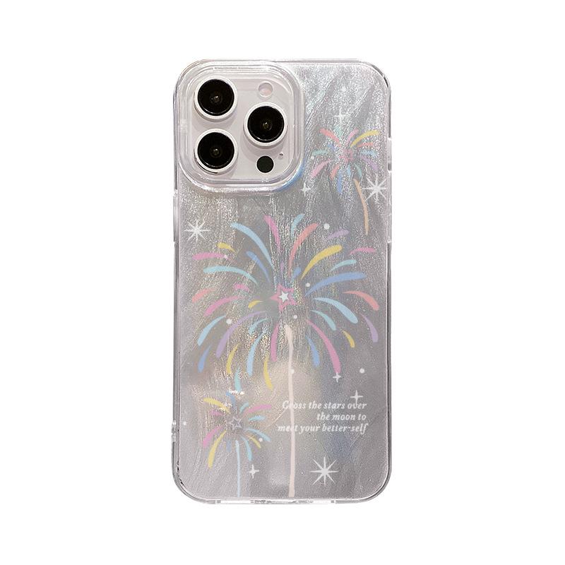 Simple Ins Feather Gauze Colorful Fireworks for Apple 16pro Mobile Phone Case Full Package for IPhone15 Laser High-end Sense