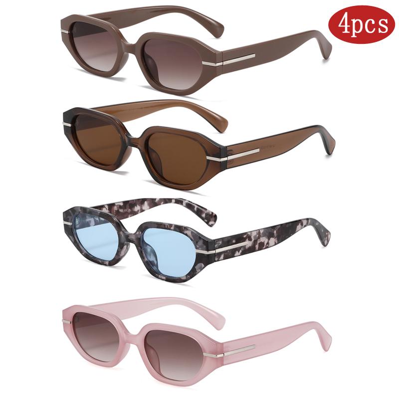 

4 Sets Fashion Square Sunglasses Women Men Cat Eye Sunglasses Luxury ColorfulUnisex Sun Glasses Classic Outdoor Glasses UV400