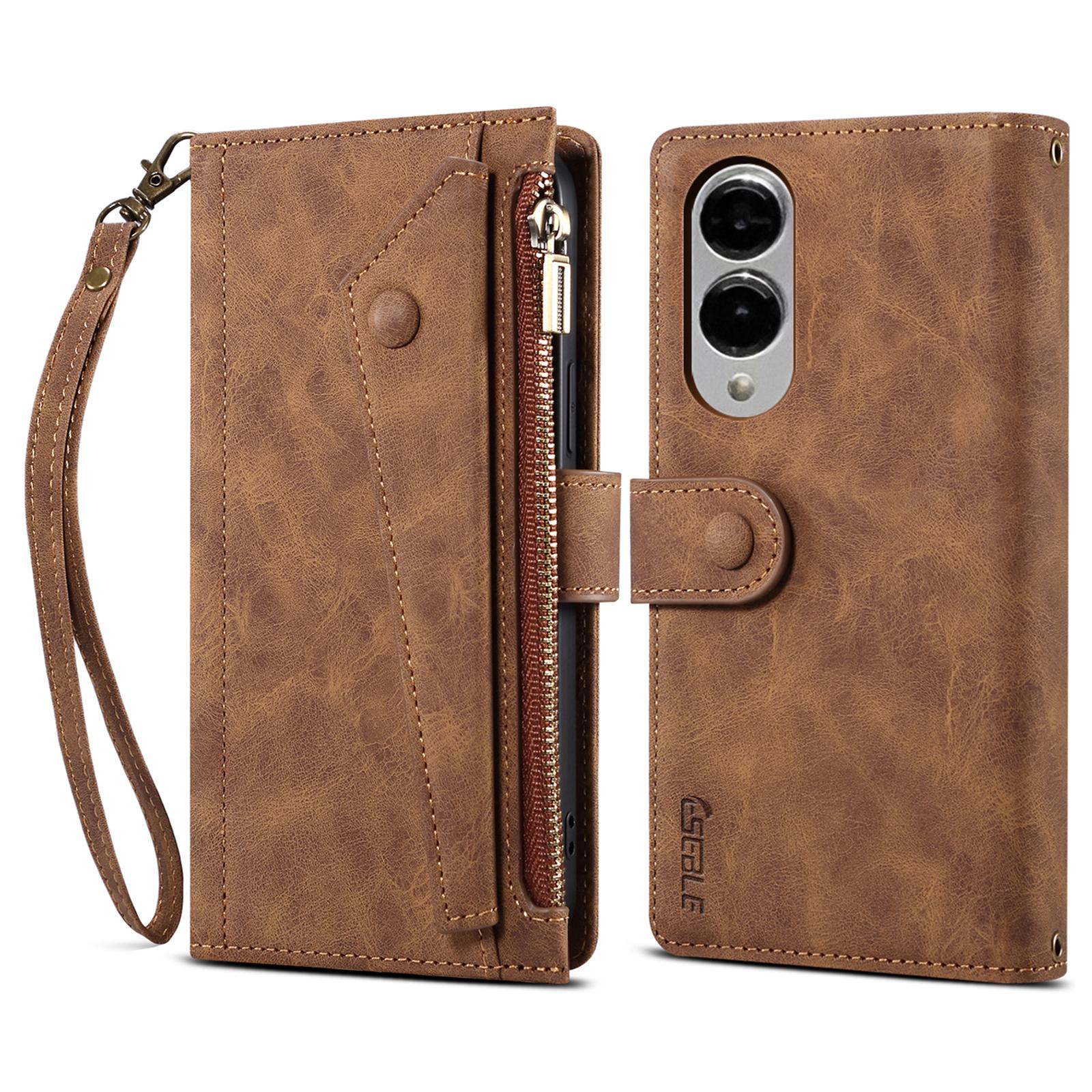 

ESEBLE Зоряна Серія Для Samsung Galaxy S25 Edge Чохол-Гаманець на Блискавці Шкіряна Підставка Чохол для Телефона D