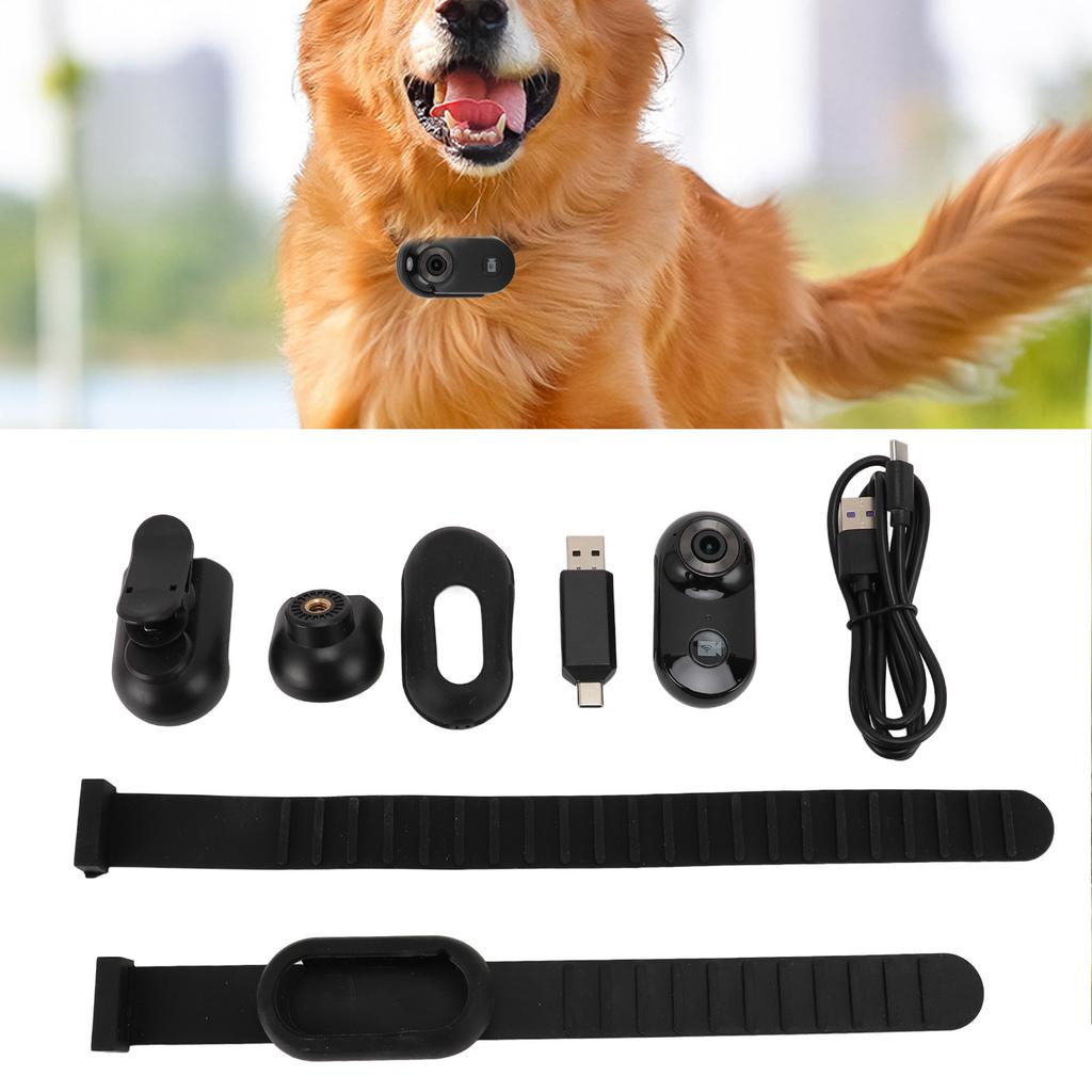 Pet Collar Camera 1080P HD 2.4G Wireless Dog Cat Wearable Video Recorder   Recording Small Action Camera with APP for Outdoor