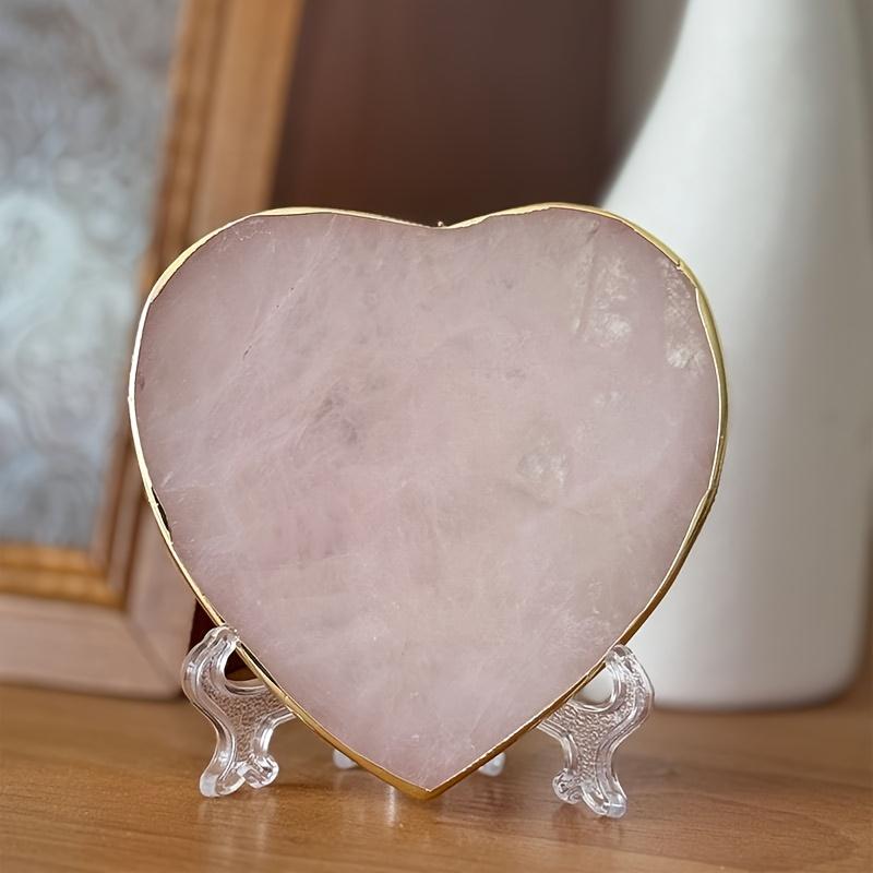 

1PC Pink Heart Agate Cave Coaster with Phnom Penh - Handmade Gem Sheet for Coffee Cups, Home Decor розовый