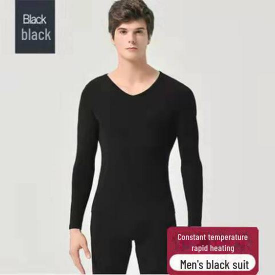 37° Constant Temperature Ultra-Thin Seamless Thermal Autumn Clothing Set for Men and Women - High Elastic, Round Neck, Body Shaping Design.