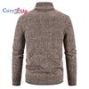 Cozy up Herren Strickjacke mit kleinem Stehkragen und dickem Samt