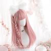 Synthetic Wig Pink Long Straight Wig With Bangs For Women Long Hair Heat Resistant Lolita Cosplay Party