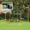 Chicken Coop with UV-resistant Waterproof Fabric, Safety Lock, for 10-15 Chickens, Steel, 3 X 3.4 X 1.9 M, Silver