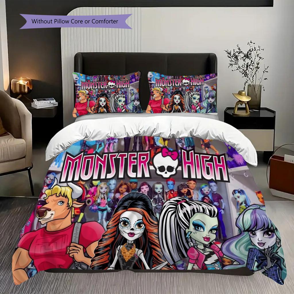 Monster High Fantasy Style Three-piece set (1 * duvet cover + 2 * pillowcase, without core) 2D Flat Bedding set Christmas birthday gift