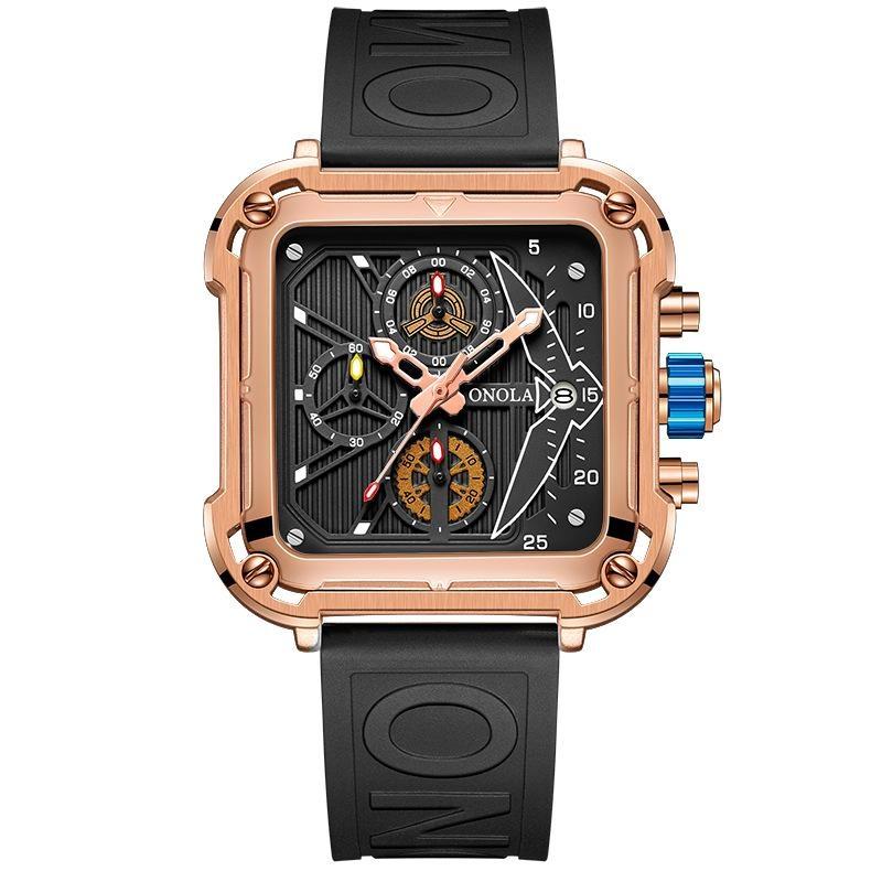 ONOLA Multifunctional Luxury Fashion Quartz Wristwatches for Men Silicone Strap Waterproof Luminous Chronograph Reloj Hombre