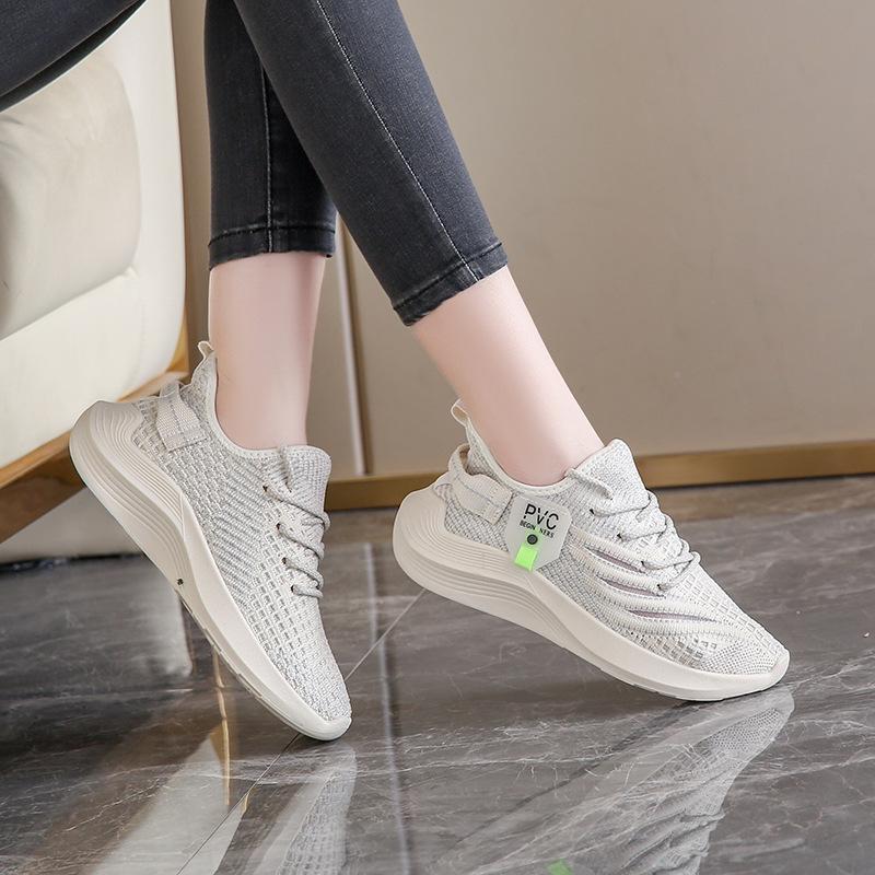 Women's Shoes Mesh Fly-woven Sports Shoes Socks Shoes Thick Soles Increase Summer Breathable Large Size Casual Shoes