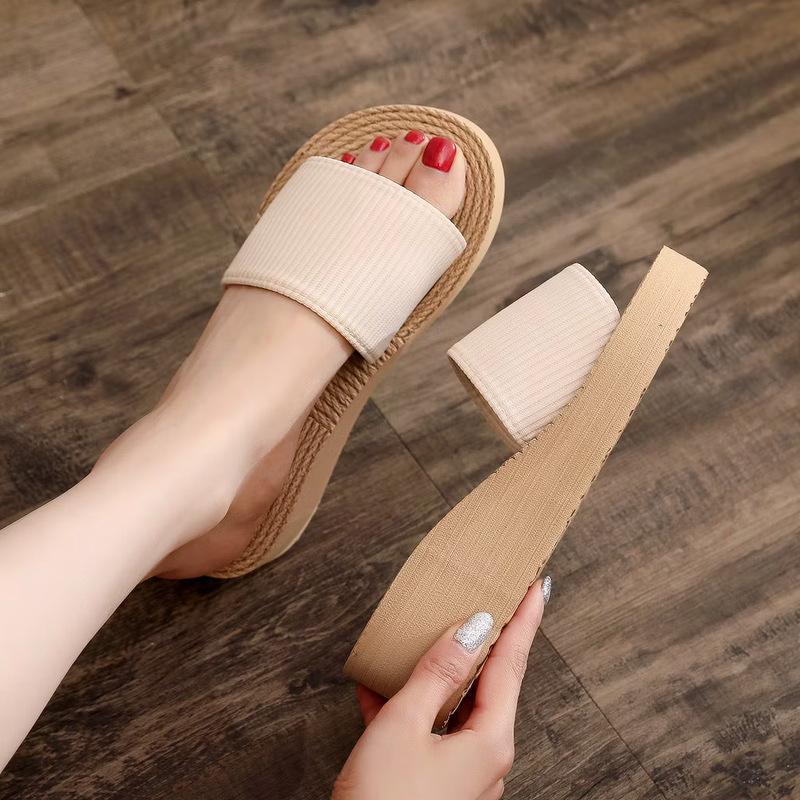 Women s Summer Wedge Heel Height-Increasing Flip-Flops with EVA Thick Sole 36