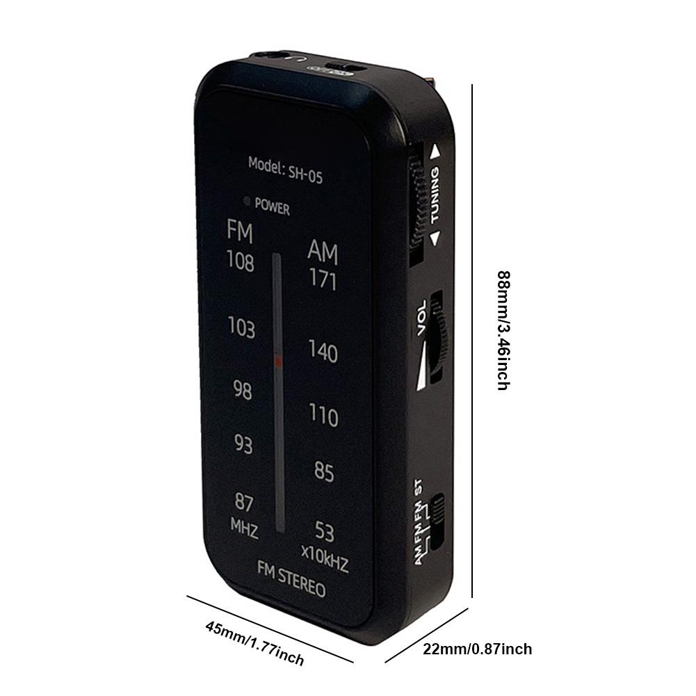 Pocket Radio Includes Headphones Mini AM FM Stereo Radio with Back Clip Portable Battery Operated Radio for Walk Jogging Camping