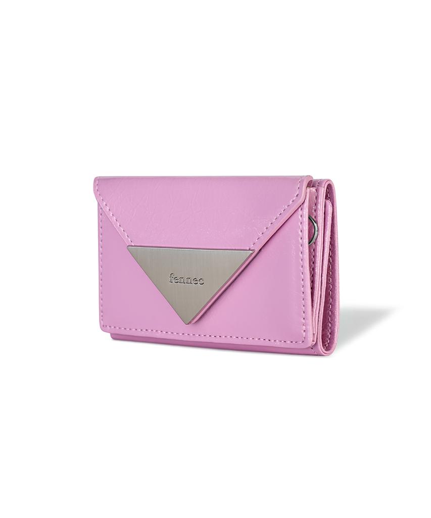 Fennec Crinkle Triangle Triple Wallet - Lilac Pink