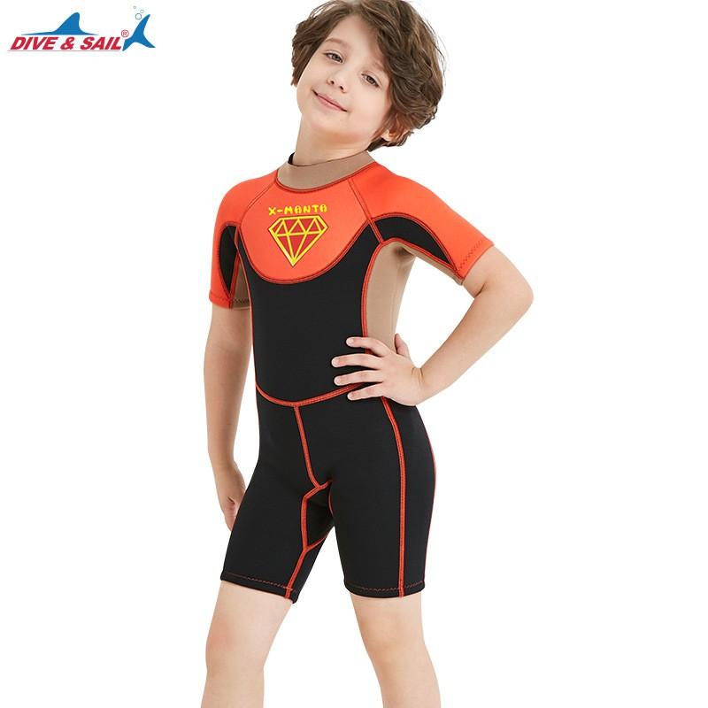2.5mm Kids Boys Short Sleeve Full Wetsuit Snorkeling Swimming Surfing Rafting UV Protection