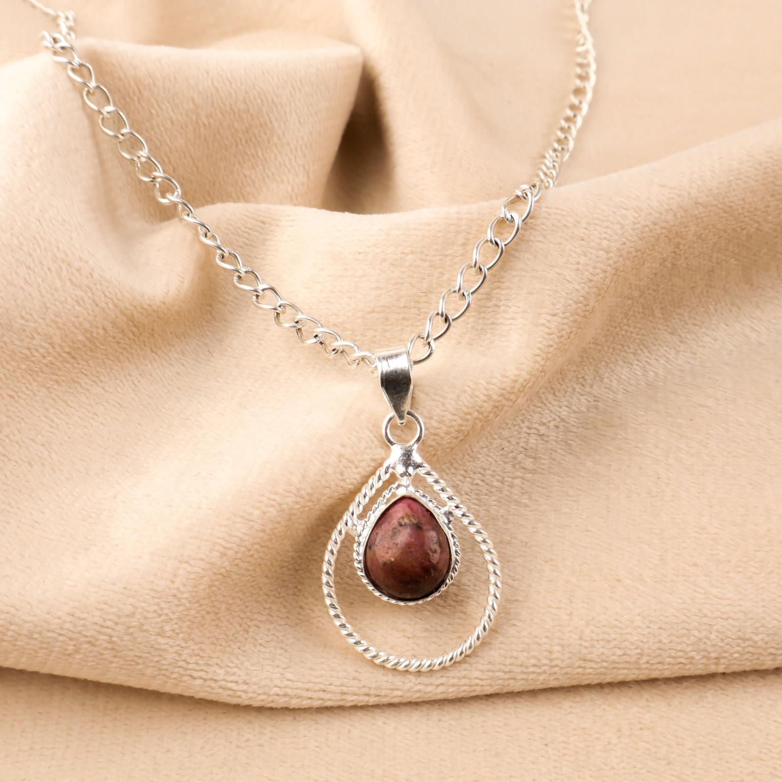 

Natural Black Rhodonite Gemstone 925 Sterling Silver Jewelry Handcrafted Pendant PP-49-21