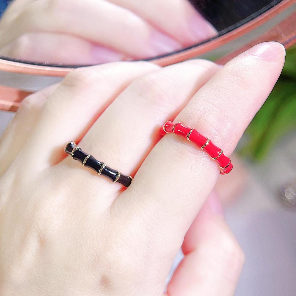 CMM European Texture Populární šperky Temperament Vícebarevný výběr Bambus Drop Glaze Móda Osobnost Nastavitelný otevírací kroužek