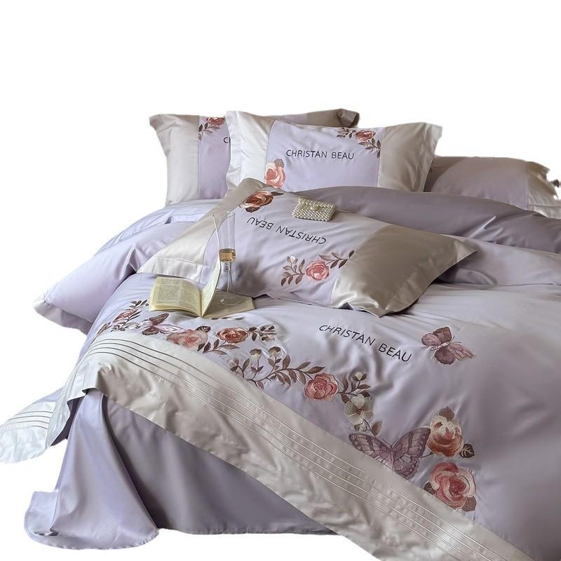 100 Long-Staple Cotton 4Pcs Set, High-End Jacquard Embroidery Bedding 4Pcs Set