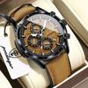POEDAGAR Trendy Vintage Men Wristwatch Luminous Waterproof Leather Quartz Men's Watches Date Chronograph Fashion Man Watch Reloj