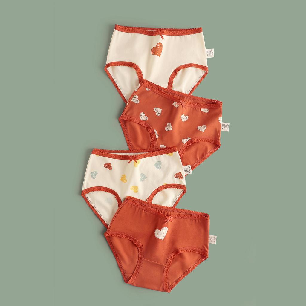 Girls' A-Class Pure Cotton Cartoon Briefs - Korean Style Antibacterial Underwear for Medium and Large Children