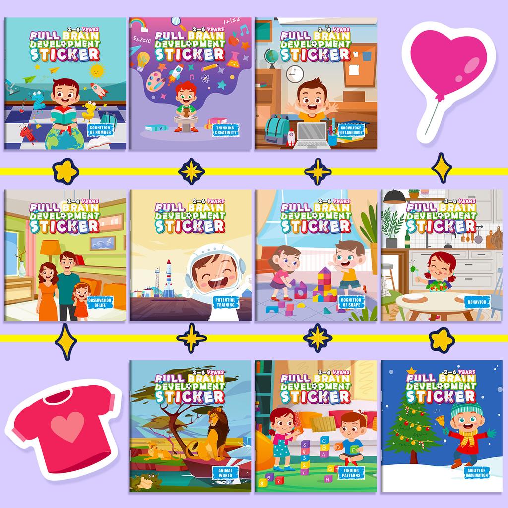 10 Children'S Enlightenment Animal Space Early Education Sticker Books Interest Cultivation Parent-Child Interactive Educational Toy Stickers