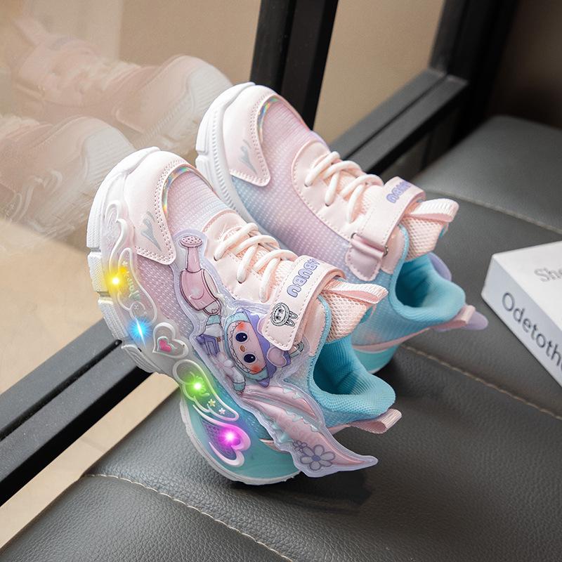 Labubu 2025 Herbst Leucht-Mesh-Sneaker für Grundschulmädchen