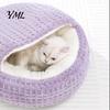 Warm Plush Bed for Kittens Large Cats Covered Cat Bed, Semi Enclosed Cave Hooded Self Warming with Non-Slip Bottom Indoor Small Medium Hideout