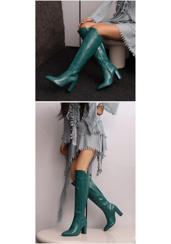 2025 Winter High Leg Knight Boots, Size 34-48, Chunky Heel, Women's Fashion Footwear.