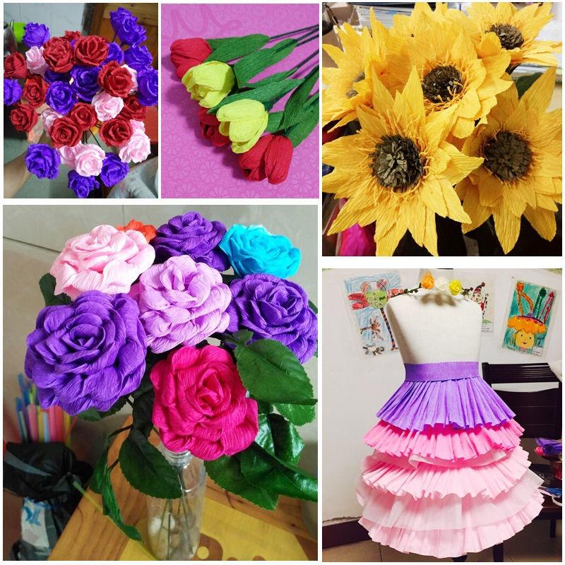 Craft Paper Rolls Crepe Origami Crinkled Crepe Pape Flower Home Decoration Wrapping Gift  DIY Art Supplies School Project ZSZ011