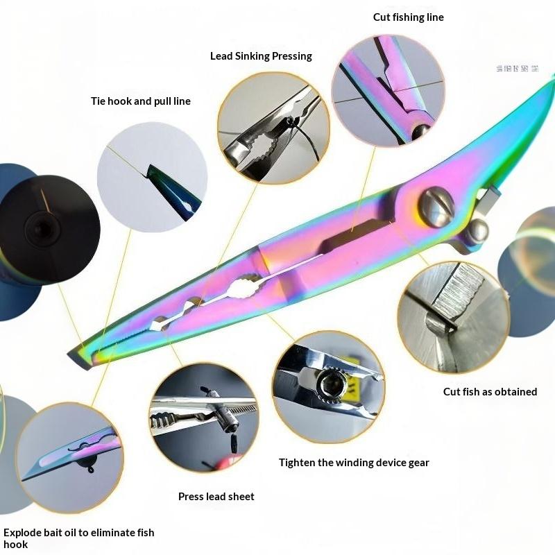 Portable Fishing Path Pliers Coated With Colored Titanium Multifunctional Fishing Pliers Gripper Stainless Steel Hook Cutter