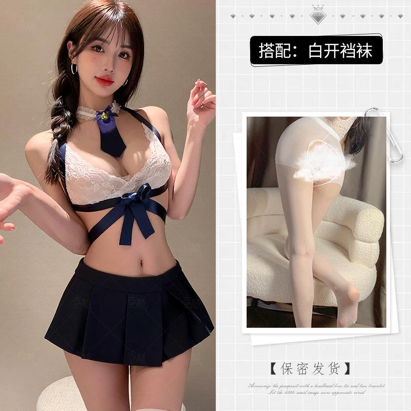 Zimei night crisp sexy underwear sexy student super short temptation pleated skirt uniform suit hair jk cute little chest