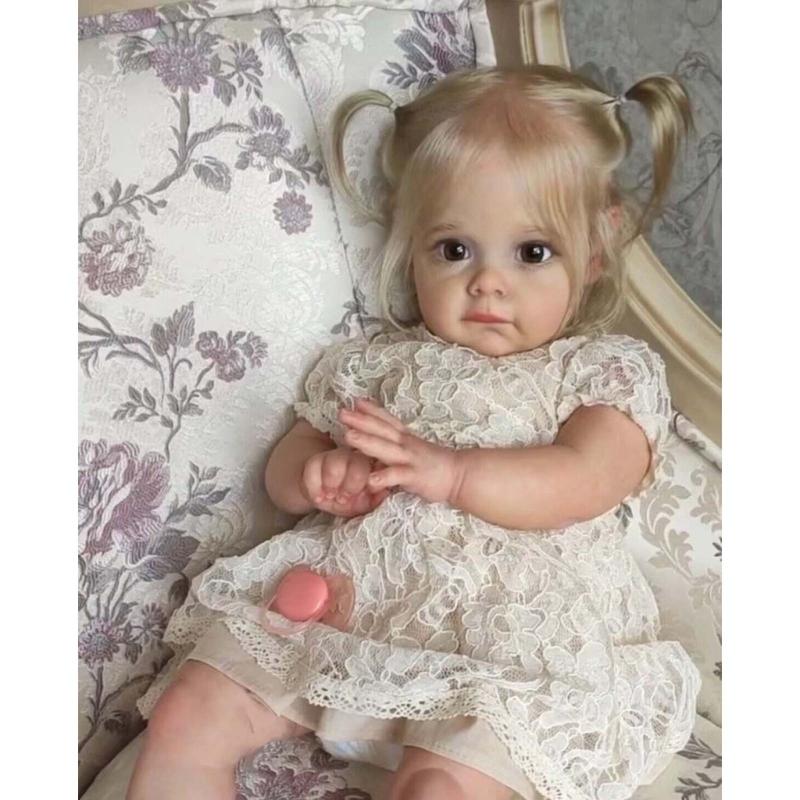 Realistic Silicones Baby Girl Doll 21inch with Flexible Joint for Kids Play Realistic Baby New Borns Asleep Toy Soft