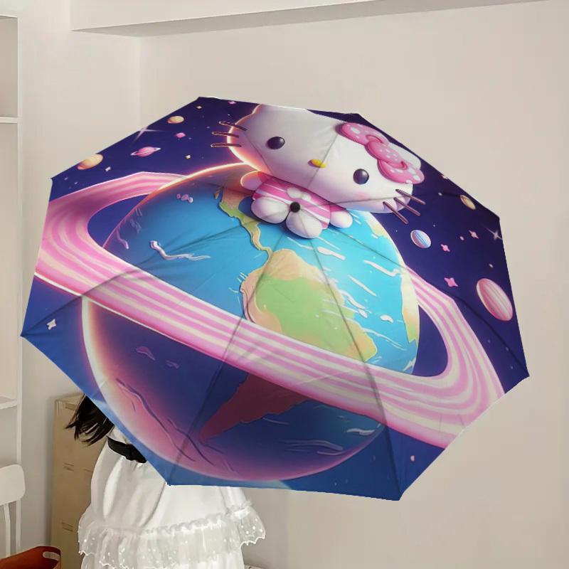 1pc Hello Kitty Galaxy Adventure Umbrella with Plastic Handle,Suitable for All Seasons Home Travel Outdoor UmbrellaSanlio577