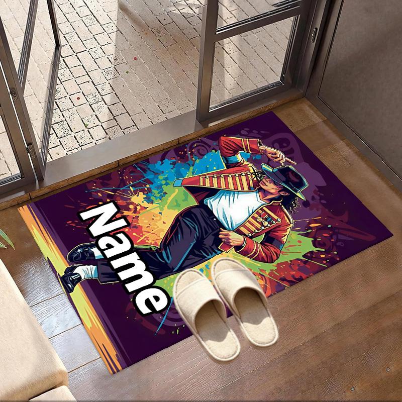 Custom Name Personalized Michael Jackson Print Carpet, Versatile Home Decor Rug, for Playroom, Apartment, Balcony, Entryway, Hallway Gift