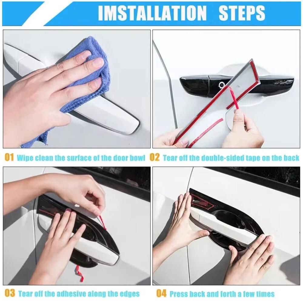 For VW Golf 7 MK7 MK7.5 2014-2019 Car Sticker Carbon Chrome Black Silver Exterior Door Handle Moulding Cover Trim Accessories