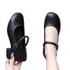 Weiche Leder-Retro-Mary-Jane-Damenschuhe 2025 Herbst neue Temperament vielseitige kleine Lederschuhe flacher Ausschnitt bequem weiche Sohle Einzelne Schuhe