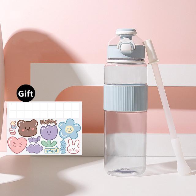 1100ml/720ml Fashion Healthy Material Water Bottle With Straw Large Capacity Sport Drinking Plastic Bottles Eco-Friendly