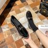 Mocasini de damă din piele naturală - Colecția de toamnă 2024, Stil britanic negru, Versatili, Pantofi de lucru cu vârf plat