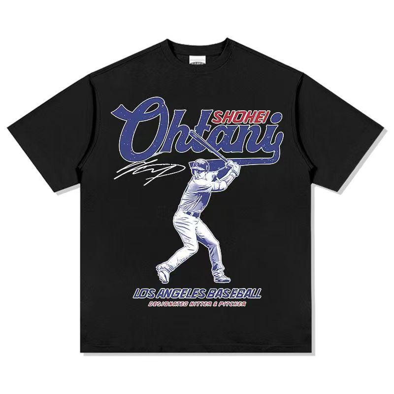 

Summer Mens Letter Portrait Printed Round Neck TshirtS4XL Baseball Sports Shirt 100PureCotton Breathable Short Sleeved Shirt 4XL