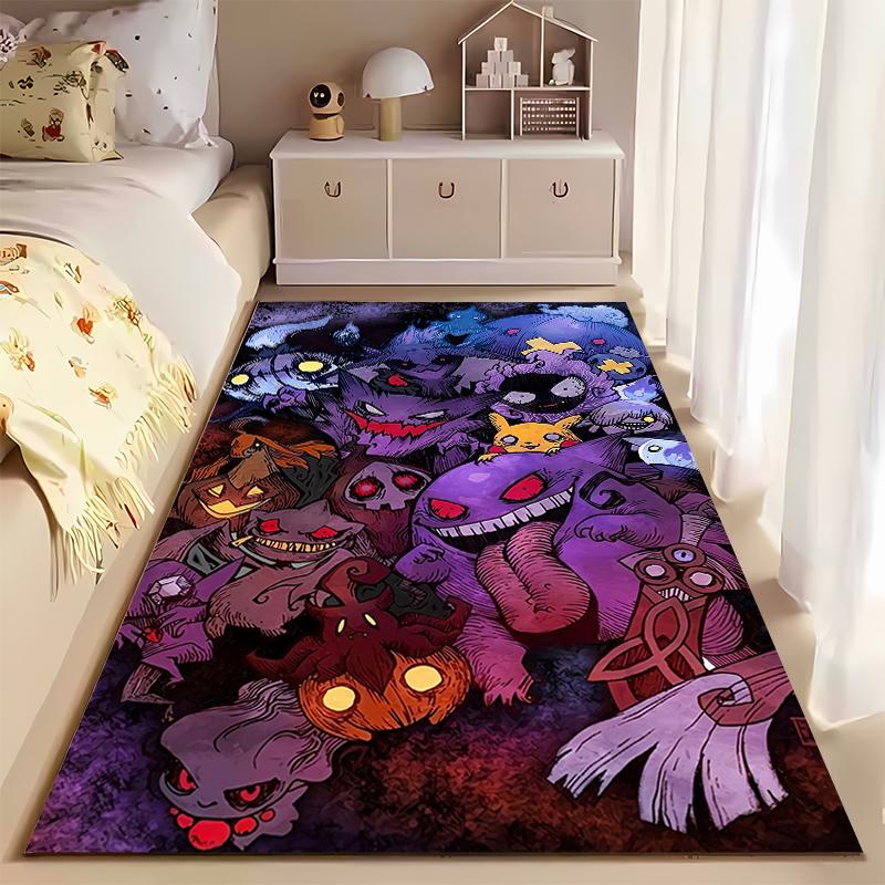 Cartoon Ghosts and Spirits Pattern Rug for Home Décor Suitable for Use As an Anti-slip Game Mat for Living Room and Bedroom Sofas