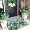 Tropical Green Leaf Welcome Floor Mat - Bohemian Slip-resistant Washable Indoor/Outdoor Entrance Rug for Home Decoration