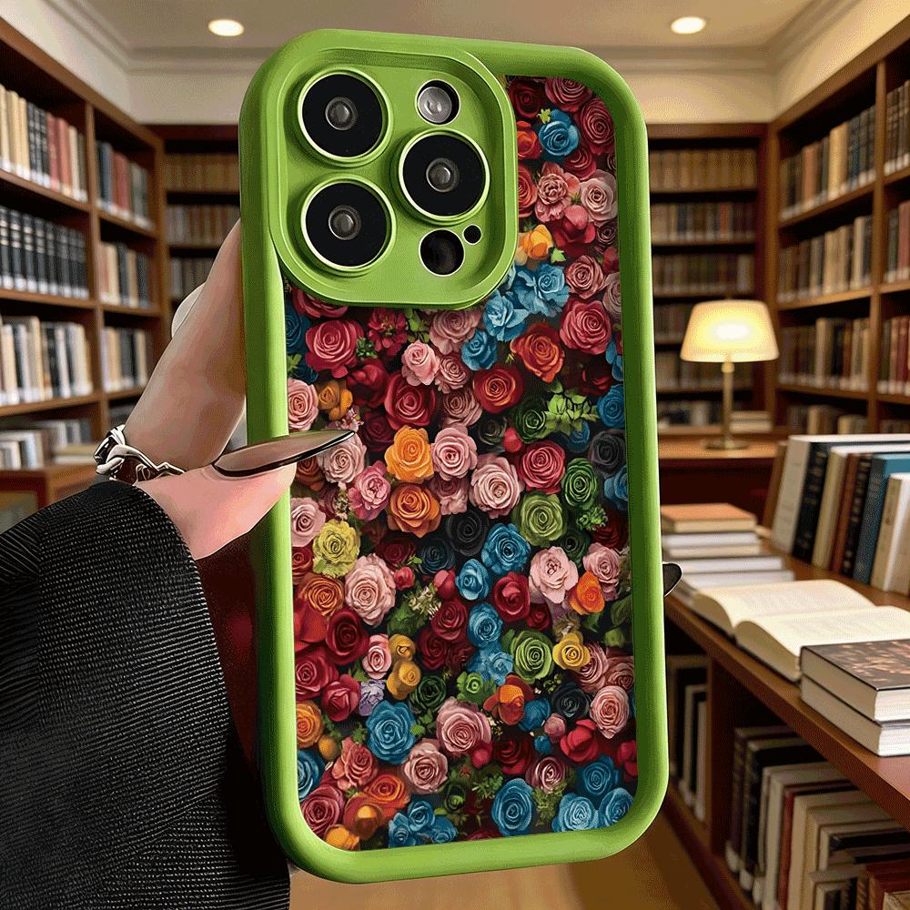 Multicolor Dense Rose Bouquet Soft TPU Phone Case for iPhone 17 16 15 14 13 12 11 Pro Max Plus Shockproof Anti-Slip Cover
